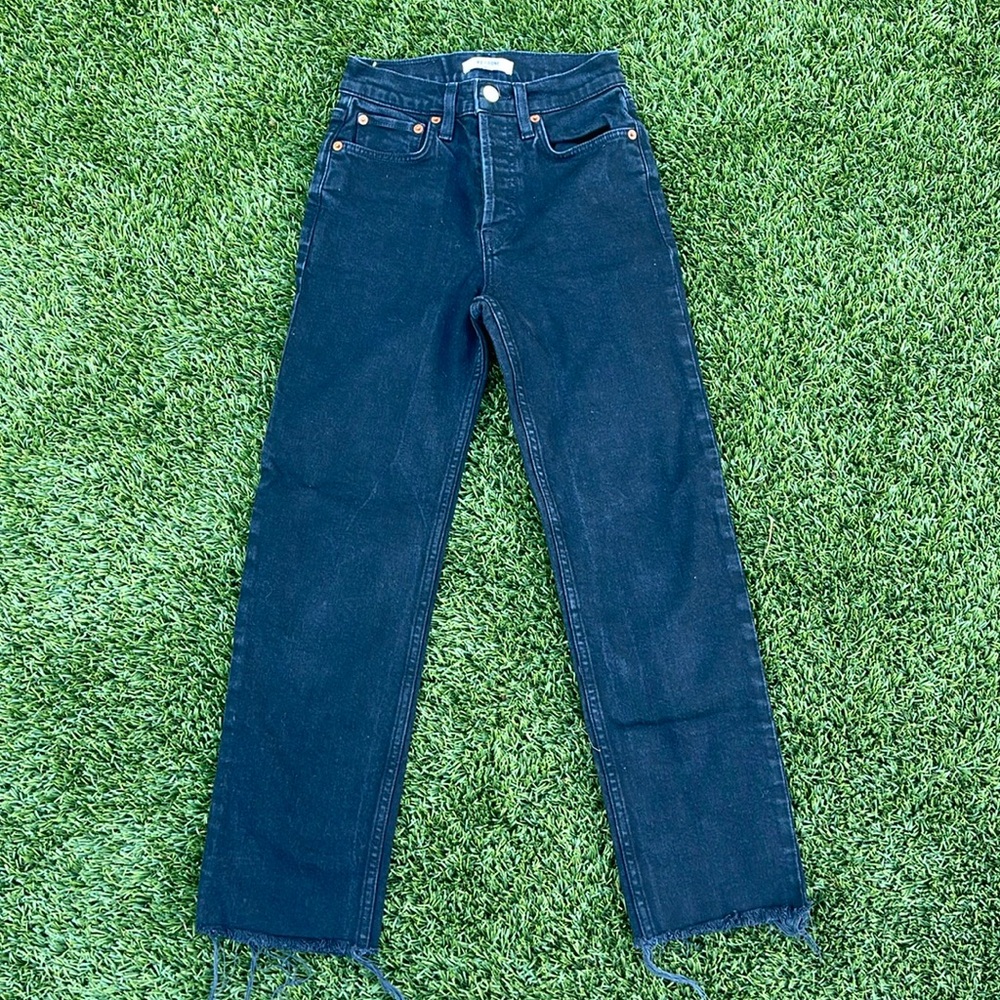 Re/Done Denim Jeans - High Rise Stove Pipe in Jet Black